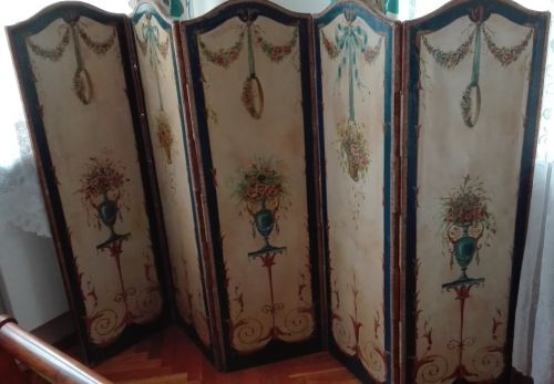 Louis XVI style five-panel folding screen