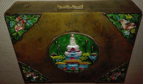 Antique Chinese cloisonne brass box